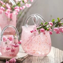 Staunton And Henry Pink Tote Bag Glass Vase