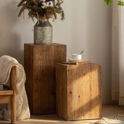 Staunton And Henry Furniture Wooden Block Side Table