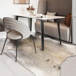 Staunton And Henry Rugs Premium Grey And Cream Faux Cowhide Rug