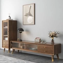 Staunton And Henry Midcentury Modern Walnut TV Cabinet With Drawers Furniture