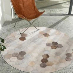 Staunton And Henry Cream Honeycomb Round Patchwork Hide Rug Rugs 7 Staunton And Henry Cream Honeycomb Round Patchwork Hide Rug Rugs