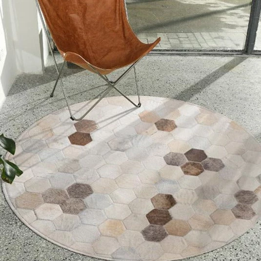 Staunton And Henry Cream Honeycomb Round Patchwork Hide Rug Rugs 3 Staunton And Henry Cream Honeycomb Round Patchwork Hide Rug Rugs