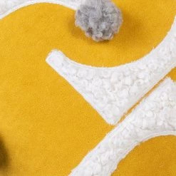 Staunton And Henry Textured Furry Yellow And Grey Throw Cushion