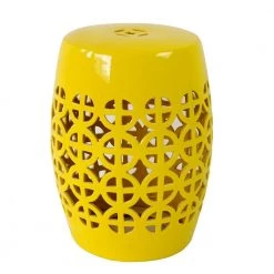 Staunton And Henry Yellow Ceramic Chinese Drum Stool