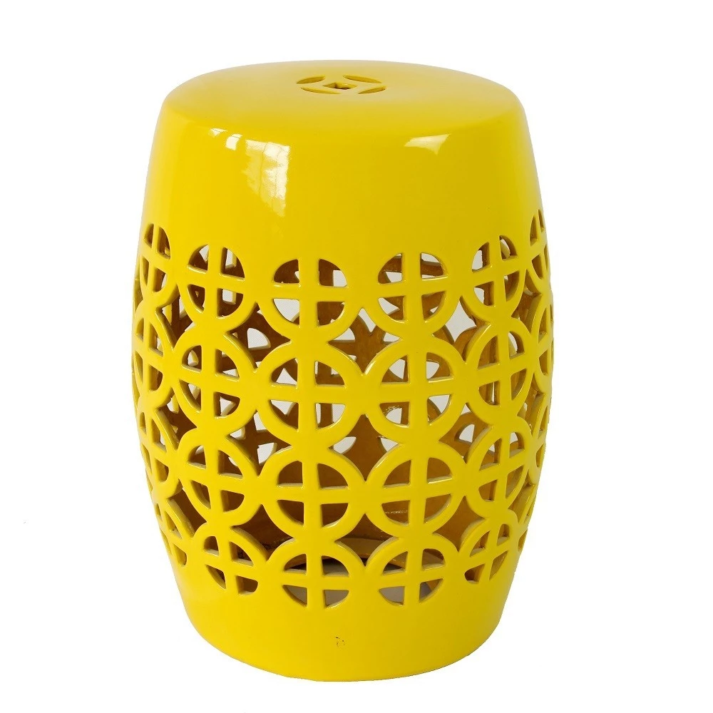 Staunton And Henry Yellow Ceramic Chinese Drum Stool 2 Staunton And Henry Yellow Ceramic Chinese Drum Stool