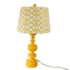 Staunton And Henry Modern Yellow Lamp & Patterned Shade