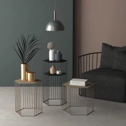 Staunton And Henry Furniture Hexagon Metal Frame Side Table