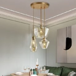 Staunton And Henry Modern Brass And Glass Pendant Light