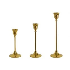Staunton And Henry Slim Gold Candle Holder - Set Of 3 Home Accessories