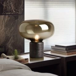Staunton And Henry Lighting Joelle Oval Glass And Marble Base Table Lamp