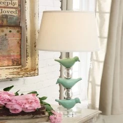 Staunton And Henry Lighting Modern Green Bird Crystal Table Lamp
