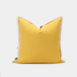 Staunton And Henry Textured Furry Yellow And Grey Throw Cushion