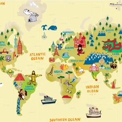 Staunton And Henry Wall Decor Kids World Map Wall Mural