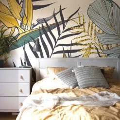 Staunton And Henry Yellow And Blue Palms Wallpaper