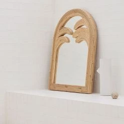 Staunton And Henry Palm Leaves Rattan Frame Standing Mirror Furniture