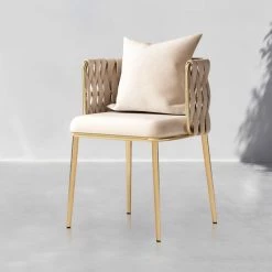 Staunton And Henry Macy Braided Velvet And Gold Dining Chair (Set Of 2)