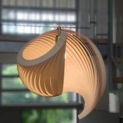 Staunton And Henry Studio Vayehi Wing Wood Veneer Ceiling Light