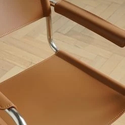 Staunton And Henry Furniture Mid Century Modern S34 Style Leather And Chrome Chair