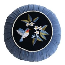 Staunton And Henry Retro Embroidered Hummingbird Decorative Cushion Home Accessories