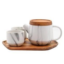 Staunton And Henry Kitchen Japanese White Marble Pattern Tea Set 15 Staunton And Henry Kitchen Japanese White Marble Pattern Tea Set