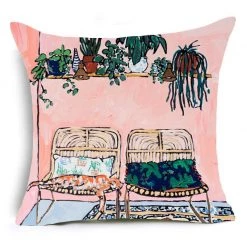 Staunton And Henry Home Accessories Watercolor Flower Painting Print Cushion