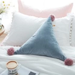 Staunton And Henry Triangle Pom Pom Cushion Home Accessories