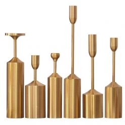 Staunton And Henry Home Accessories Gold Candlestick Holder - Set Of 6