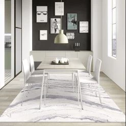 Staunton And Henry White Marble Pattern Rug