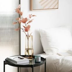 Staunton And Henry Home Accessories Tapered Colored Glass Vase With Gold Rim