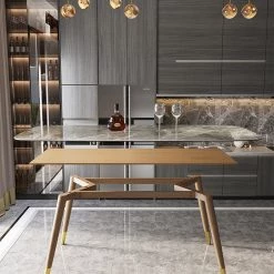 Staunton And Henry Evoke Gray Marble Pattern Dining Table