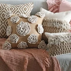Staunton And Henry Home Accessories Flower Crochet Throw Cushion Cover