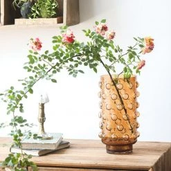 Staunton And Henry Home Accessories Hand-Blown Spotted Clear Glass Vase