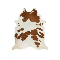 Staunton And Henry Premium White With Brown Spots Faux Cowhide Rug