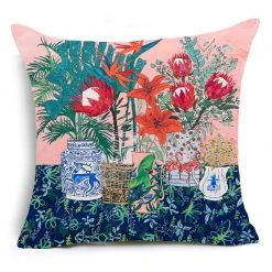 Staunton And Henry Home Accessories Watercolor Flower Painting Print Cushion