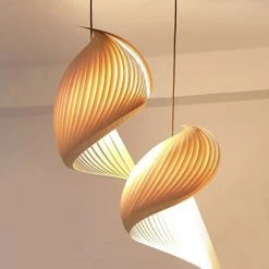 Staunton And Henry Studio Vayehi Wing Wood Veneer Ceiling Light