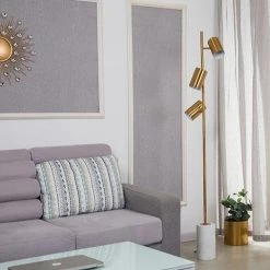 Staunton And Henry Franz Modern Gold Floor Lamp With Marble Base