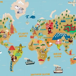 Staunton And Henry Wall Decor Kids World Map Wall Mural