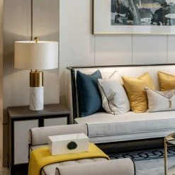 Staunton And Henry Uma Marble Table Lamp With Gold Trim