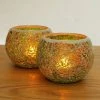 Staunton And Henry Green Glass Mosaic Candle Holders - Set Of 2 Home Accessories