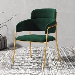 Staunton And Henry Millie Velvet Dining Chairs With Gold Legs (Set Of 2)