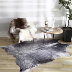 Staunton And Henry Rugs Premium Black Speckled Faux Cowhide Rug