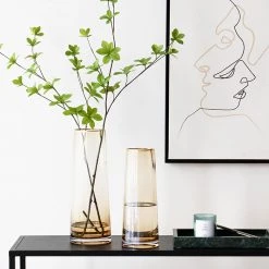 Staunton And Henry Home Accessories Tapered Colored Glass Vase With Gold Rim