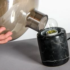 Staunton And Henry Lighting Joelle Oval Glass And Marble Base Table Lamp