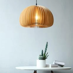 Staunton And Henry Modern Wood Pumpkin Pendant Light