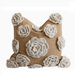 Staunton And Henry Home Accessories Flower Crochet Throw Cushion Cover