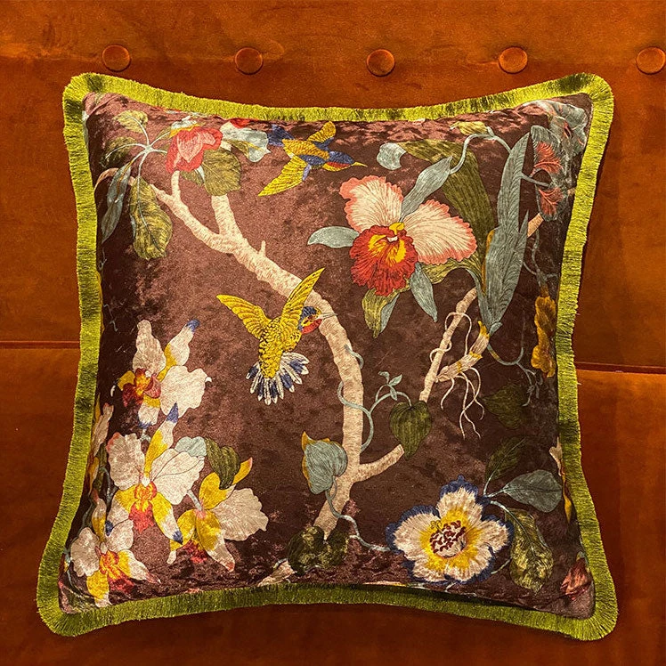 Staunton And Henry Velvet Oriental Garden Throw Cushion 7 Staunton And Henry Velvet Oriental Garden Throw Cushion