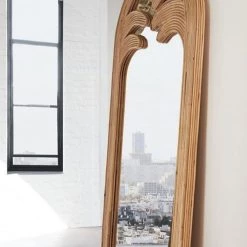 Staunton And Henry Palm Leaves Rattan Frame Standing Mirror Furniture