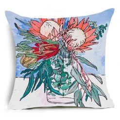 Staunton And Henry Home Accessories Watercolor Flower Painting Print Cushion