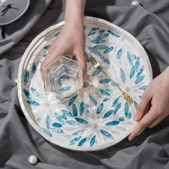 Staunton And Henry Mother Of Pearl Floral Round Tray