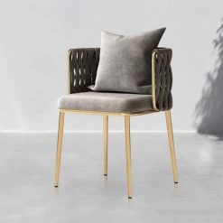 Staunton And Henry Macy Braided Velvet And Gold Dining Chair (Set Of 2)